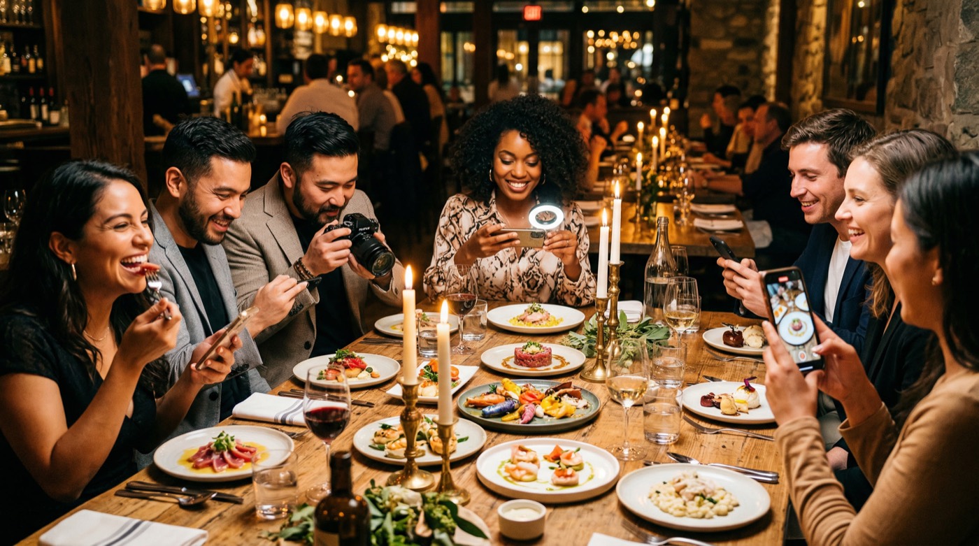 Guests at a creator-hosted dinner event